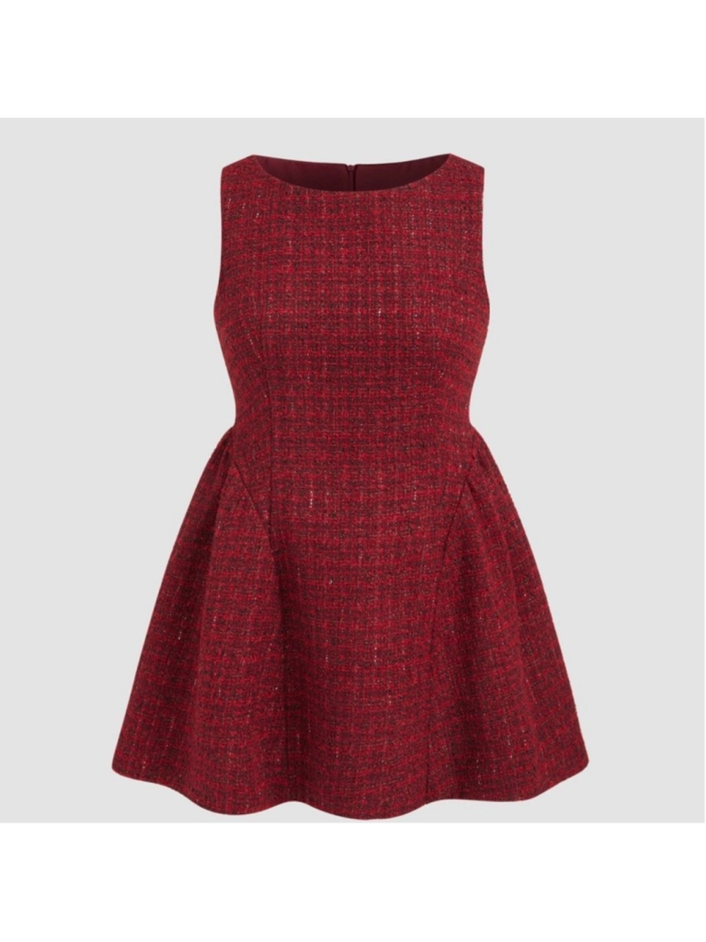 Cider TWEED BOAT NECK ZIPPER RUFFLE MINI DRESS CURVE & PLUS 1XL CR2-30